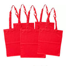 Sparpack, Baumwolltasche lange Tragegriffe, 38x42 cm, Rot, 12 St�ck