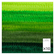 Chenilledraht / Pfeifenputzer / Biegepl�sch, 8mm x 50cm, 10 Stk., Mix Gr�nt�ne