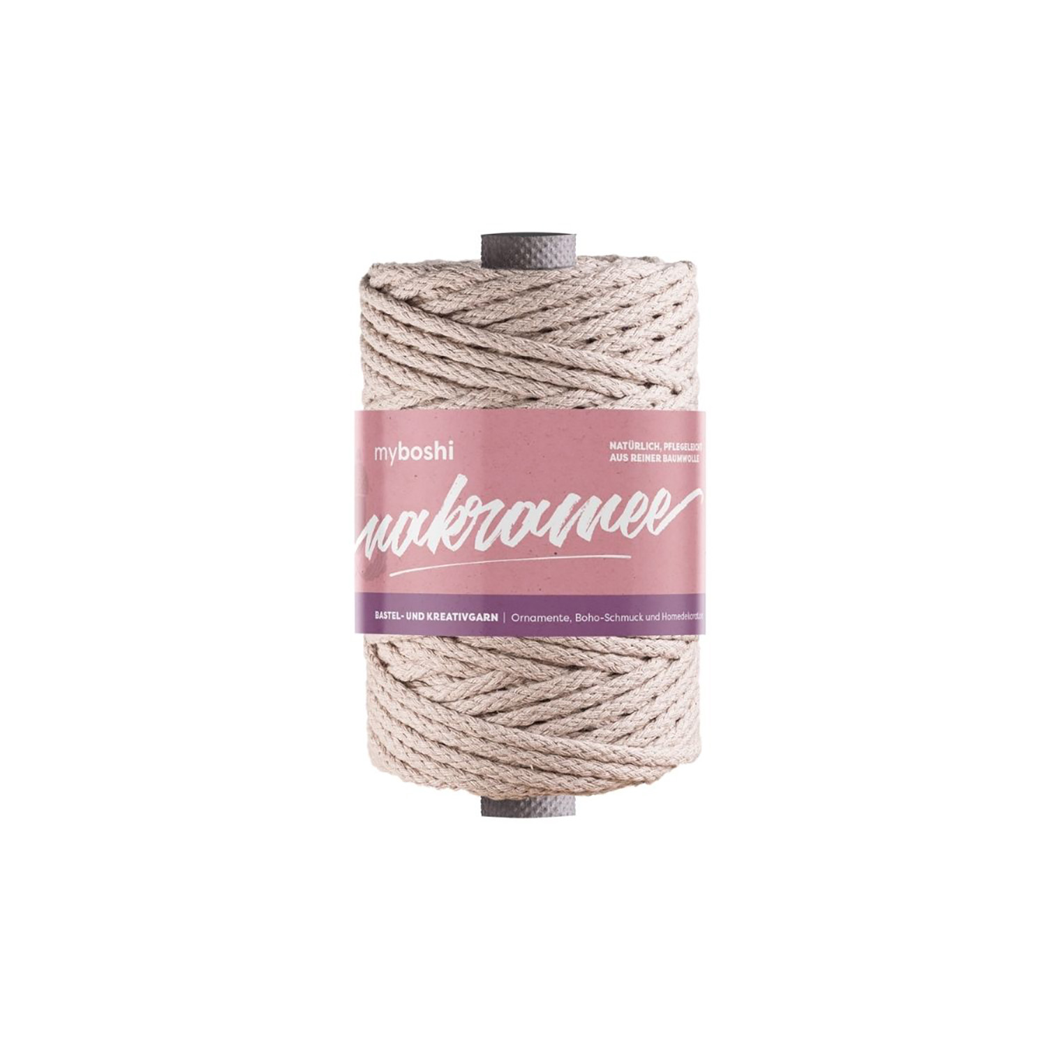 NEU myboshi Makramee-Garn / Baumwollgarn zum Kn�pfen, 4 mm geflochten, 50 m, Farbton: Nude