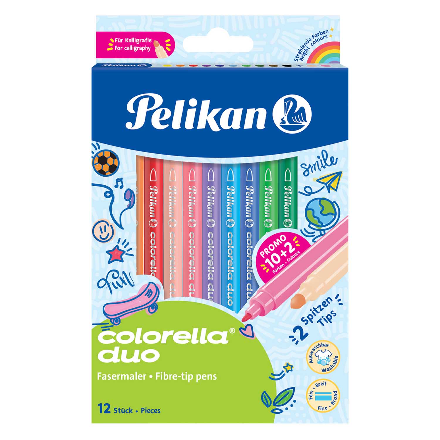 SALE Pelikan Filzstifte / Fasermaler Colorella Duo, 10+2 Farben