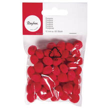 Rayher Pompons, 10 mm, 65 St�ck, rot