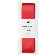 Satinband gl�nzend, 100% Nylon, Rot, 25 mm x 3 m