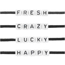Kunststoff W�rfelperlen Set, Itoshii Ponii, 10 mm, 20 Stk, Fresh-Crazy-Lucky-Happy, Wei�