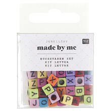 Kunststoff-Perlen, Buchstaben Mix, W�rfel, 6 x 6 x 6 mm, 99 Stk, Regenbogen sortiert