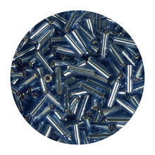 Rocailles-Perlen St�bchen, 6,75 mm, 14 g, T�rkis mit Silbereinzug