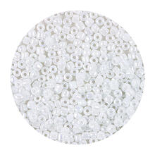 Rocailles-Perlen, 3,1 mm, 14 g, Wei� Irisierend