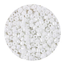 Rocailles-Perlen, 4 mm, 14 g, Wei� Irisierend