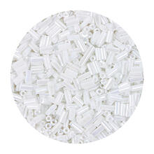 Rocailles-Perlen St�bchen, 6,75 mm, 14 g, Wei� Irisierend