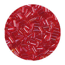 Rocailles-Perlen St�bchen, 6,75 mm, 14 g, Rot Gl�nzend