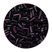Rocailles-Perlen St�bchen, 6,75 mm, 14 g, Brombeer mit Silbereinzug