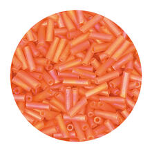 Rocailles-Perlen St�bchen, 6,75 mm, 14 g, Orange Irisierend Matt