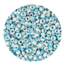 Rocailles-Perlen, 3,1 mm, 14 g, Blau-Wei�