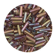 Rocailles-Perlen St�bchen, 6,75 mm, 14 g, Lila Regenbogen