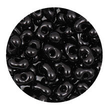 Rocailles-Perlen Itoshii Farfalle, 3,2 x 6,5 mm, 17 g, Schwarz Opak