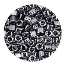 Rocailles-W�rfel-Perlen Itoshii Cube, 3 x 3 mm, 6 g, Grau Metallic