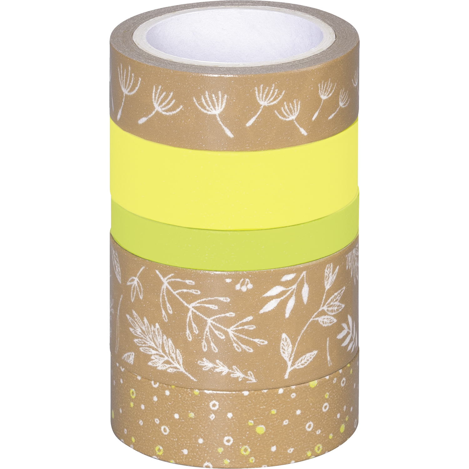 NEU Deko Tape / Klebeband, 5 Rollen, Natur Bl�tter Gr�n