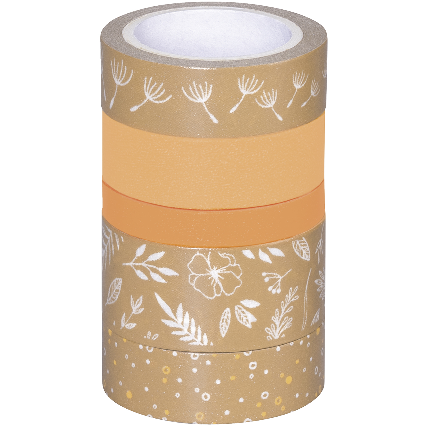 NEU Deko Tape / Klebeband, 5 Rollen, Natur Bl�tter Orange