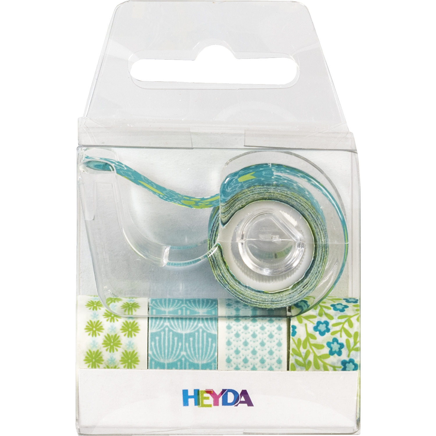 NEU Deko Tape / Klebeband, 5 Rollen + Abroller, Mini Blumen Gr�n