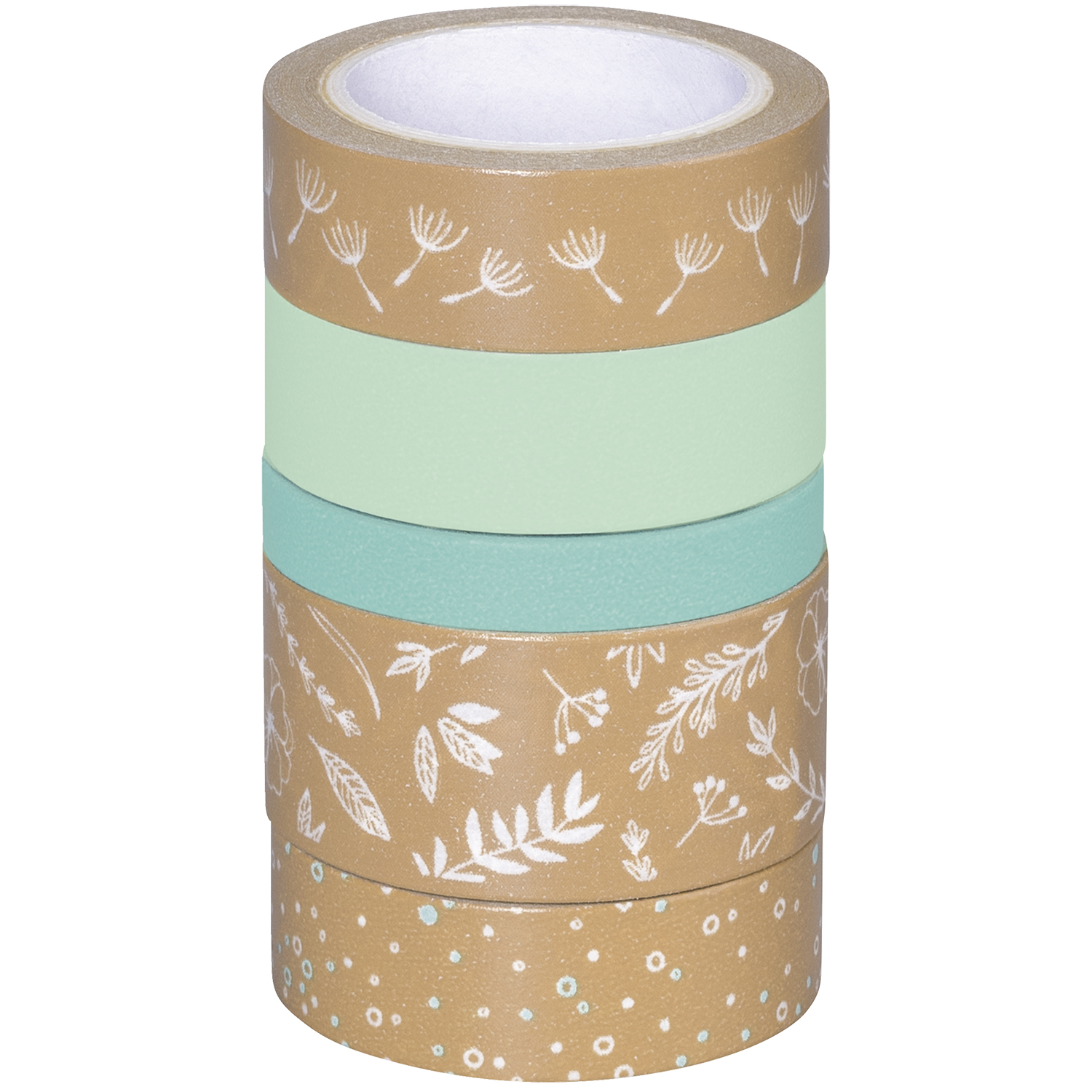 NEU Deko Tape / Klebeband, 5 Rollen, Natur Bl�tter Blau