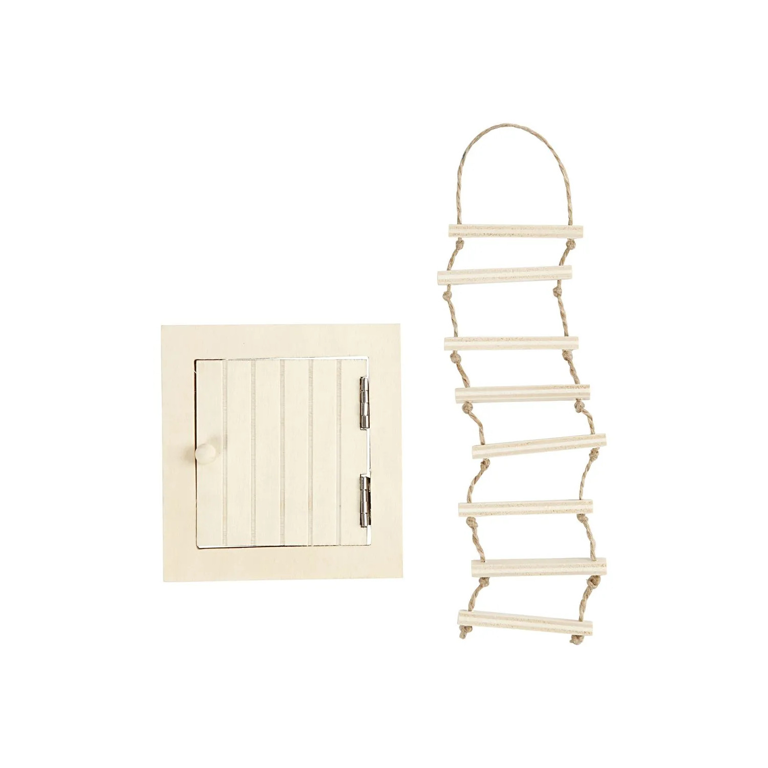 SALE Wichtel Miniaturen Dachluke & Strickleiter, 9-20 cm