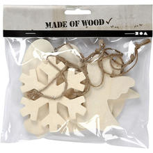 NEU TOP-SELLER Weihnachtsanh�nger aus Holz, 6 St�ck sortiert