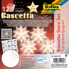 Bascetta-Stern-Set, Transparentpapier 115g/m�, 7,5 x 7,5 cm, 128 Blatt, Wei�