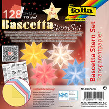 Bascetta-Stern-Set f�r 4 Sterne, Transparentpapier 7,5 x 7,5 cm - Verschiedene Farben